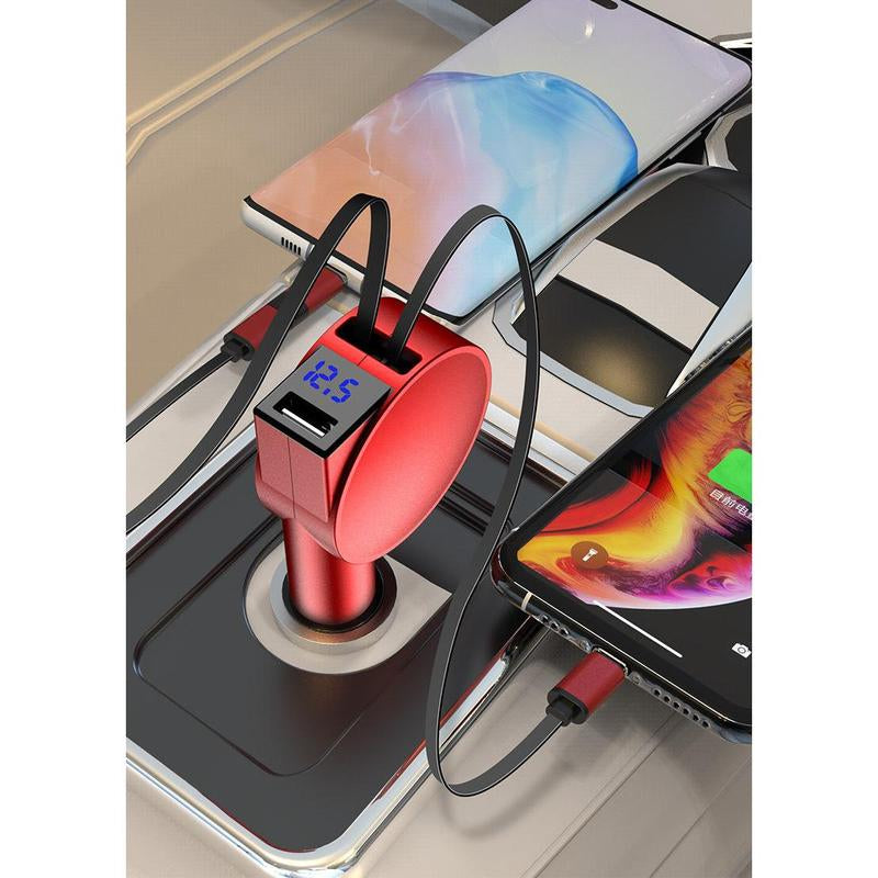 Two Wire Retractable 60 Fast Charging Car Charger