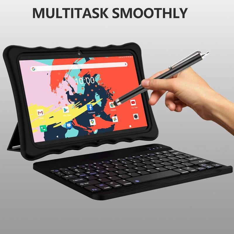 2024 Tablet 10.1" Octa-Core Android Tablet, 64GB Storage Tablet with Keyboard, Stylus Pen, Dual 13MP+5MP Camera, Wifi, Bluetooth, GPS, 512GB Expand Support, IPS Full HD Display