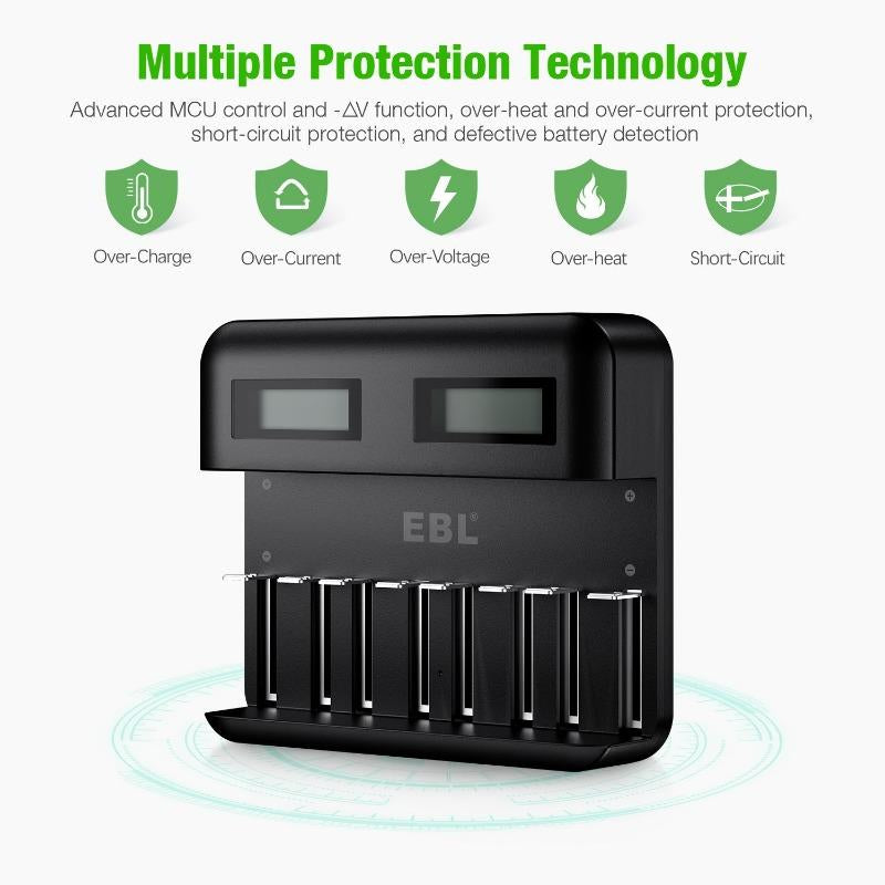 EBL C9008 Battery Charger with AA AAA Rechargeable Batteries for Toys and Household Device