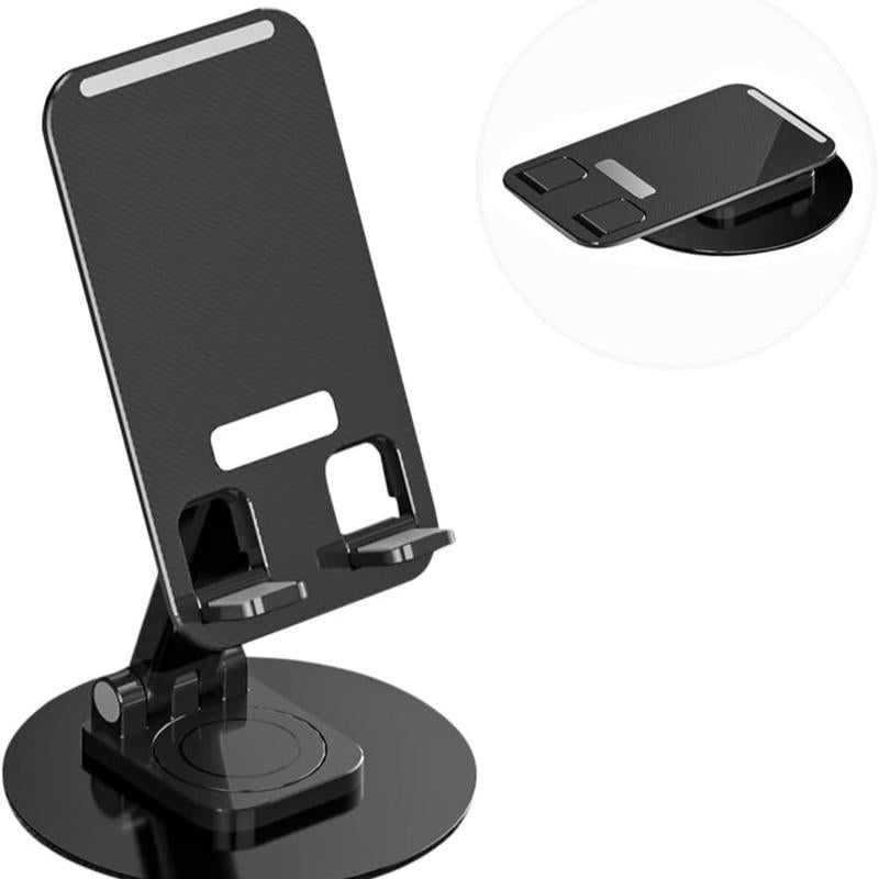 Aluminum Alloy Multi-Device Stand - Ergonomic, Foldable & Adjustable Desk Mount with Clip Holder for Phones, Tablets & Game Consoles - Non-Waterproof, 360° Rotatable Tabletop Holder