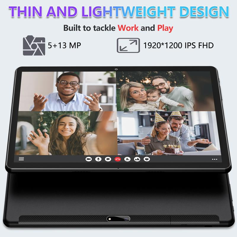 2024 Tablet 10.1" Octa-Core Android Tablet, 64GB Storage Tablet with Keyboard, Stylus Pen, Dual 13MP+5MP Camera, Wifi, Bluetooth, GPS, 512GB Expand Support, IPS Full HD Display