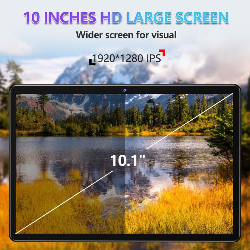 2024 Tablet 10.1" Octa-Core Android Tablet, 64GB Storage Tablet with Keyboard, Stylus Pen, Dual 13MP+5MP Camera, Wifi, Bluetooth, GPS, 512GB Expand Support, IPS Full HD Display