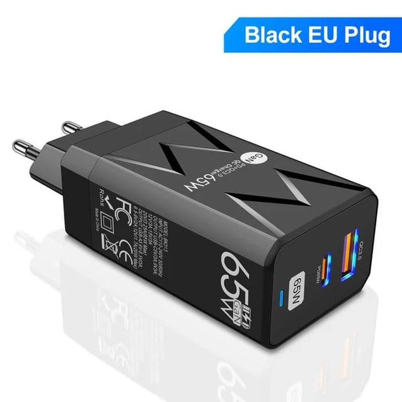 GAN 65 USB Type C Charger Fast Charging Typec Quick Charge3.0 Wall Power Adapter