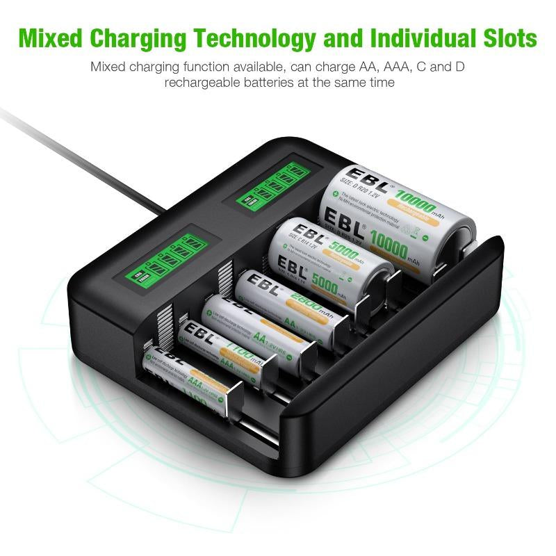 EBL C9008 Battery Charger with AA AAA Rechargeable Batteries for Toys and Household Device