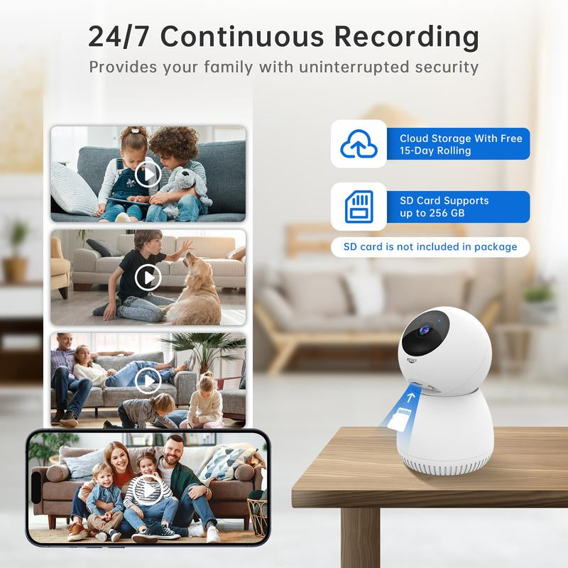 WESECUU Smart Pet/Home Security Camera 2.4G&5G with Eseecloud App,Night Vision,2 Way Talk,Pet Motion Detection,24/7 Cloud&Sd,Works with Alexa Security